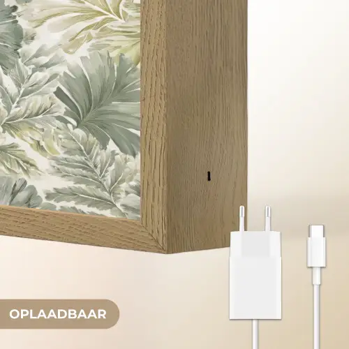 Bladeren - Botanisch - Groen Light Box met batterij (Wandlamp) middel 907 -USP_websiteoplaadbaarNL