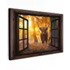 Schotse hooglander - Bos - Herfst - Dieren - Natuur - Bladeren - Doorkijk Tuinposter op houten frame 2 cm dik klein -3d