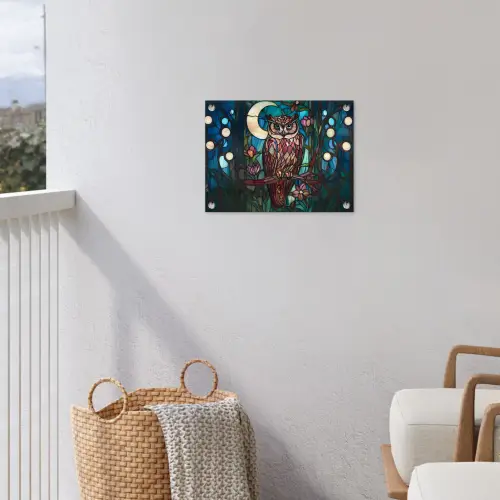 Uil - Mozaïek - Maan - Nacht tuinposter los doek klein -sfeer8