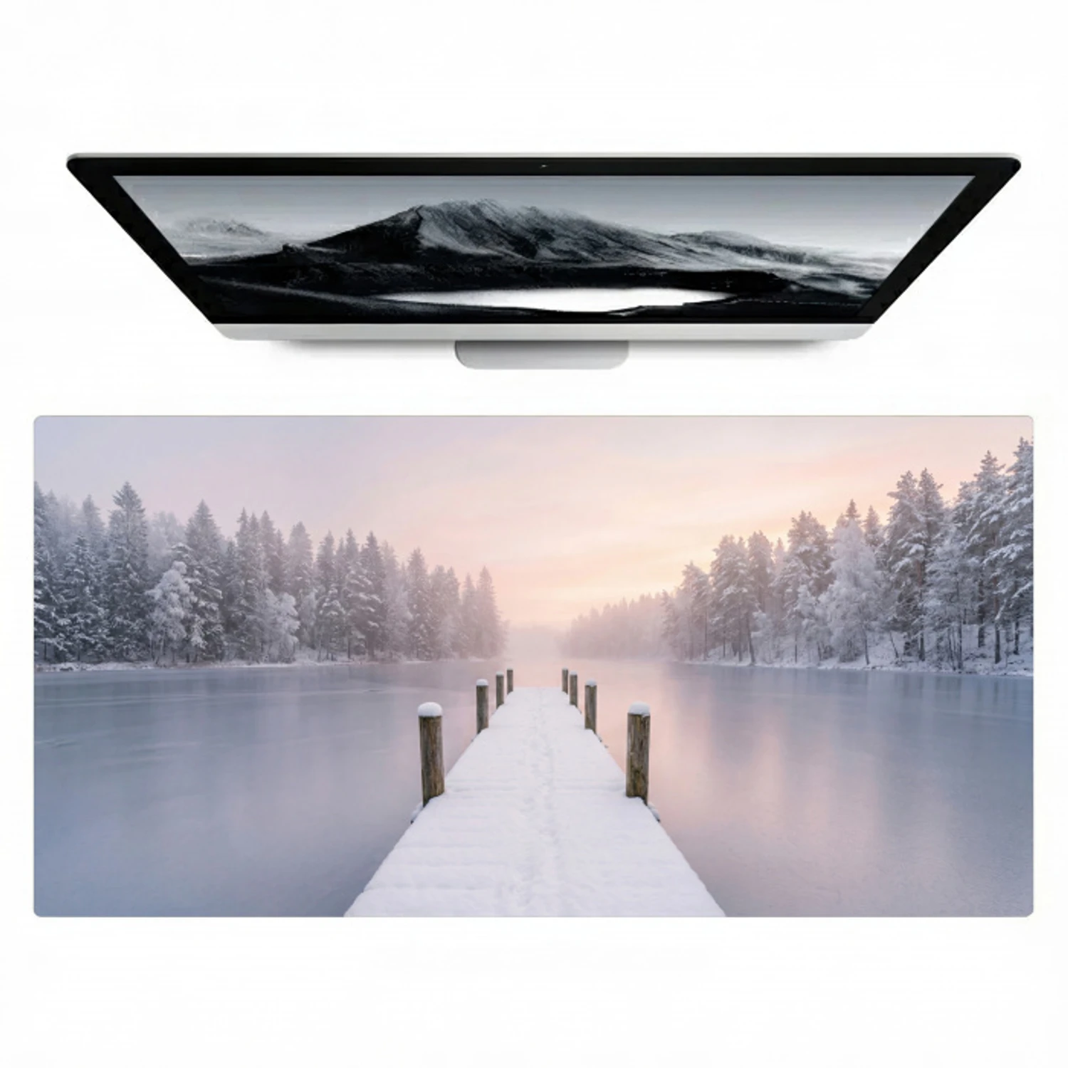 Steiger - Meer - Mist - Winter - Serene Muismat XXL klein -zzz3d