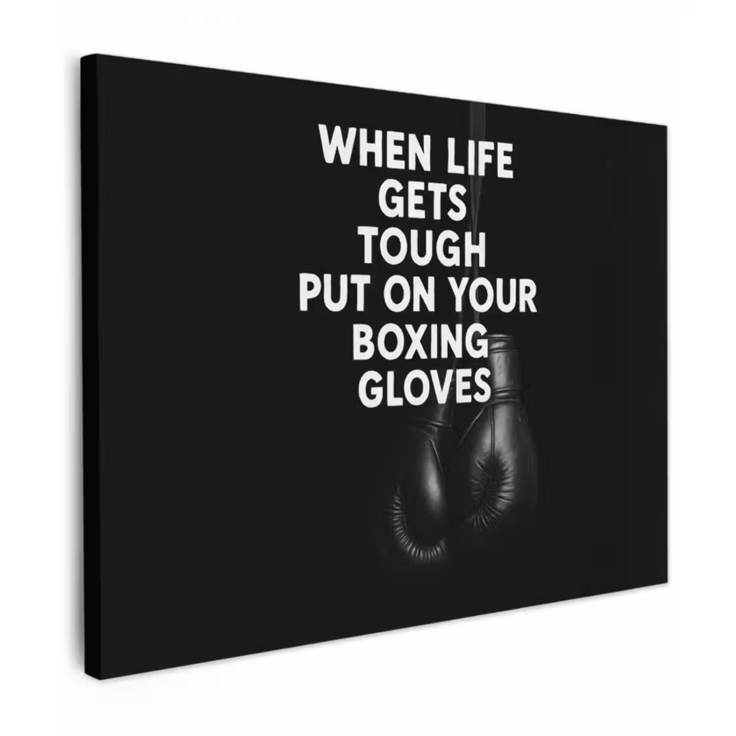 Canvas schilderij - Tekst - Bokshandschoenen - Wit