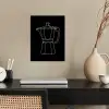 Mokkapot - Zwart - Wit - Lijntekening poster papier klein -sfeer1