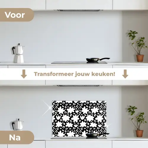Gestileerd - Bloemen - Abstract keuken achterwand spatscherm klein 900 -voor_na_NL