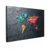 Wereldkaart - Edelstenen - Regenboog - Ruw canvas 2cm klein -z3d