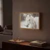 Paard - Wit - Winter - Natuur - Sneeuw - Dieren Light Box met batterij (Wandlamp) middel -sfeer1