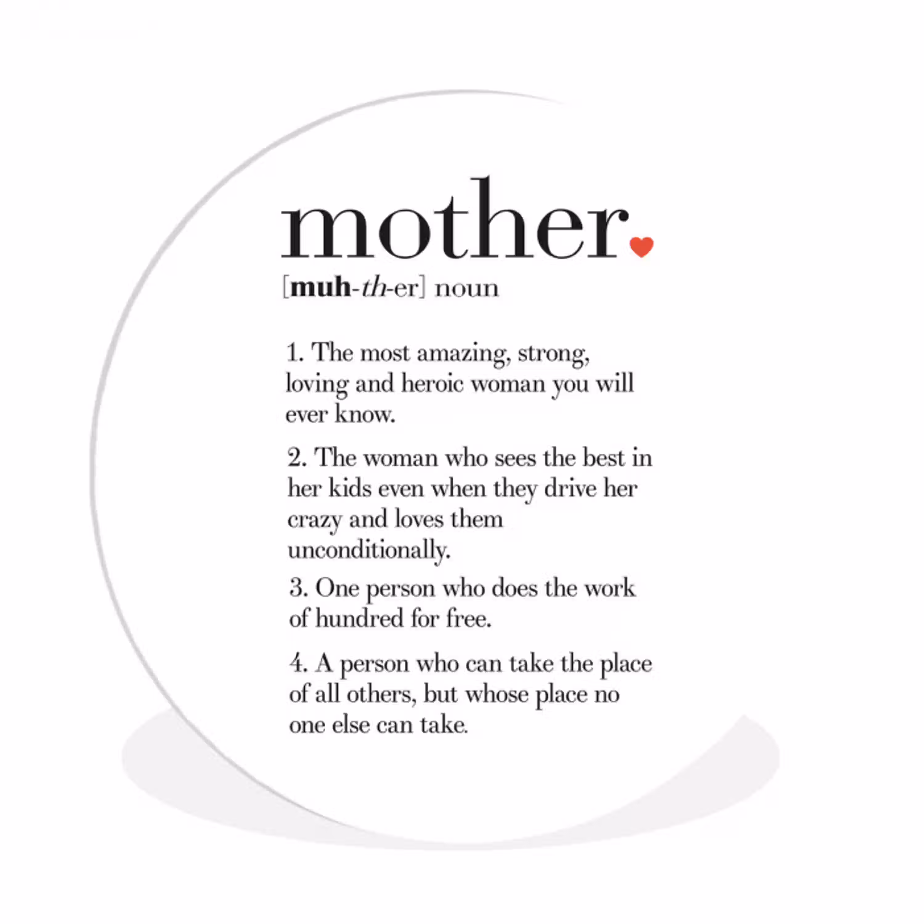 Moeder definitie - Quotes - Mother - Spreuken Wandcirkel kunststof plaat 5mm dik klein -3d