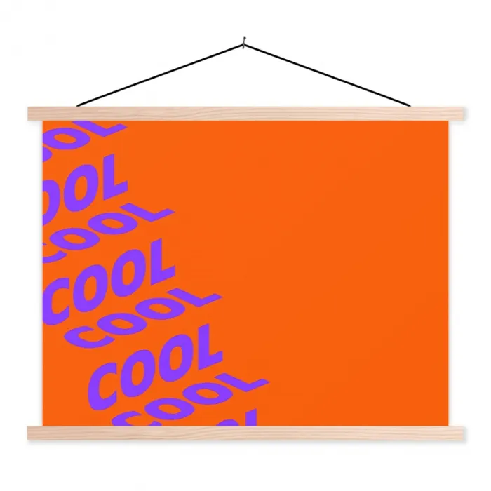 Cool - Paars - Oranje textielposter latten blank klein -3d