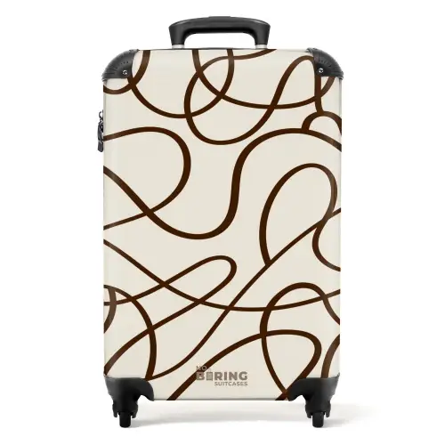 Bruine lijnen op beige achtergrond NBS - Handbagage koffer - Volwassenen Unisex middel -productfoto_recht