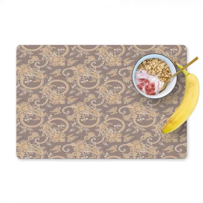 Oosters - Bloemen - Beige - Grijs Placemat vinyl groot 368 -zzzproduct_Kitchenyeah-website