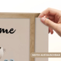 Tijger - Blauwe bloemen - Rustig Light Box met batterij (Wandlamp kind) middel -USP_websiteprintDE