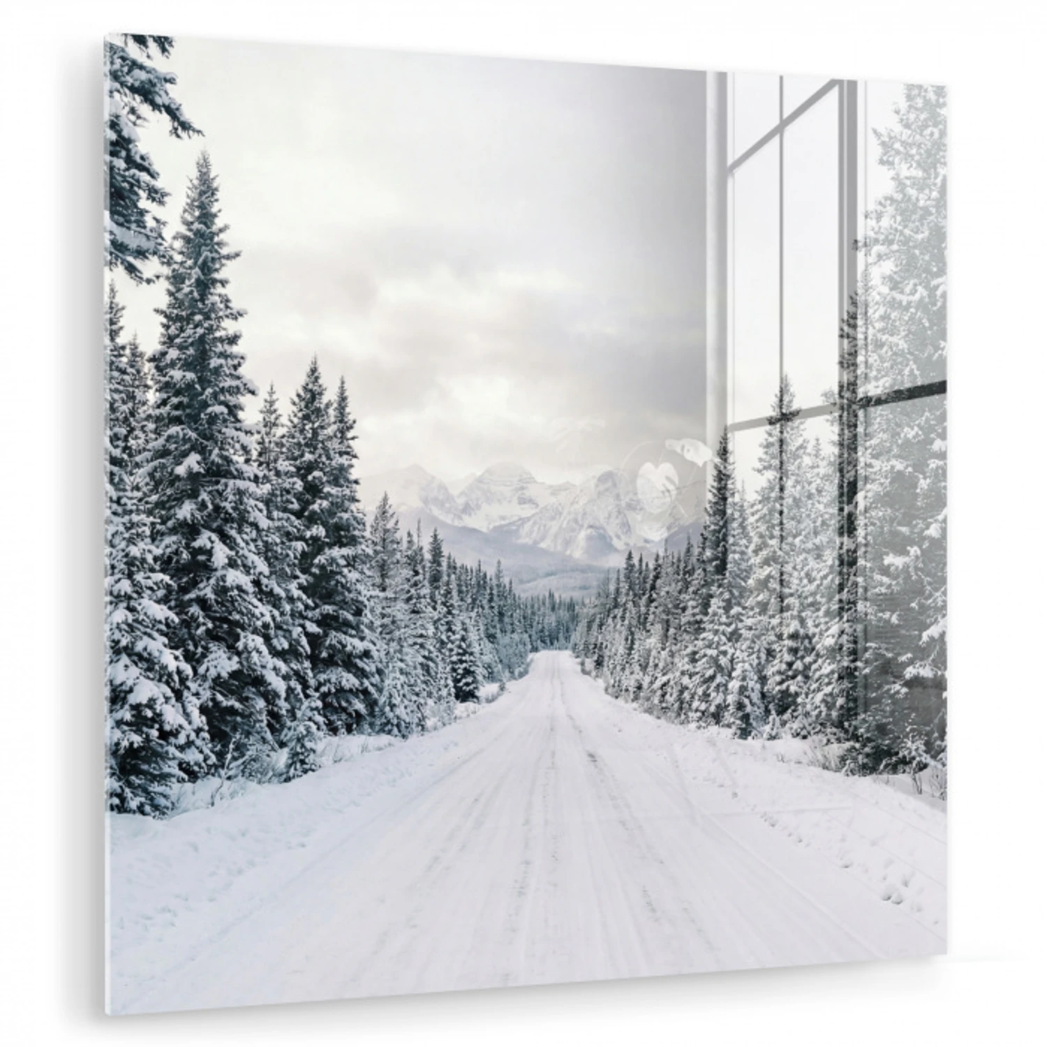 Weg - Sneeuw - Naaldbos - Winter - Avontuurlijk plexiglas 5mm klein -zzzproduct_nieuw