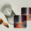 Regenboog - Verticaal - Sterrenhemel - Wolken onderzetter kurk middel -sfeer4