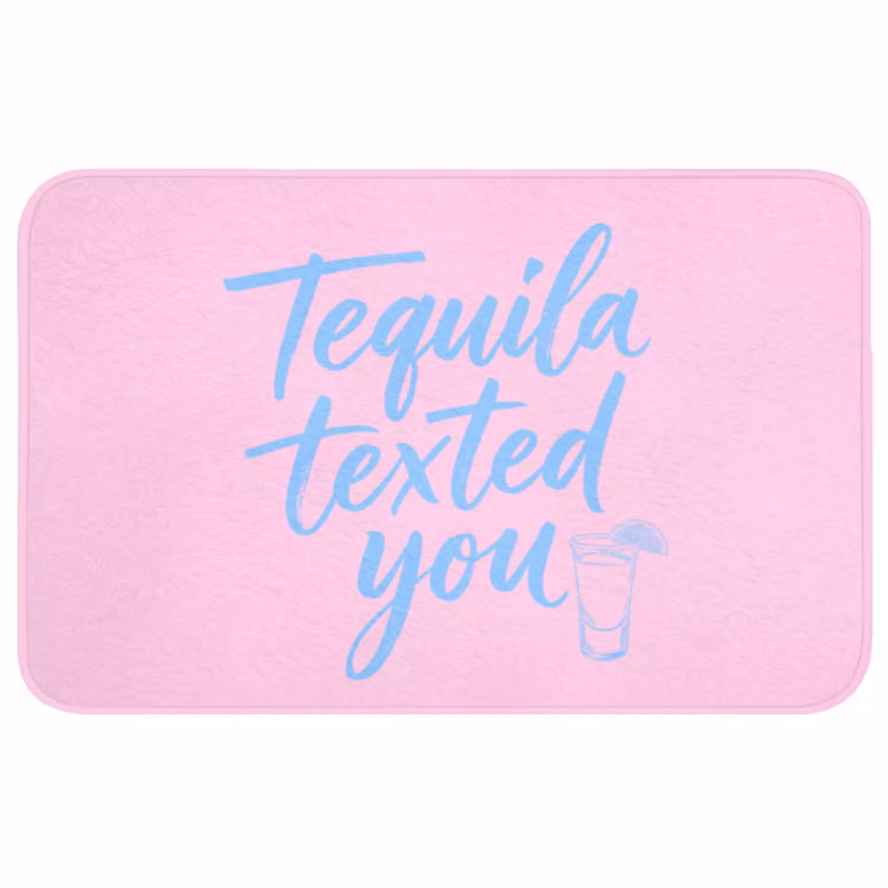 Tequila texted you - Roze - Blauw Badmat middel -3d