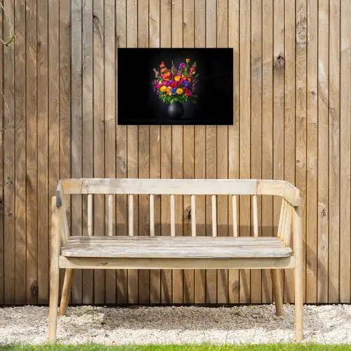 Felgekleurd - Bloemen - Vaas Tuinposter op houten frame 2 cm dik klein -sfeer4