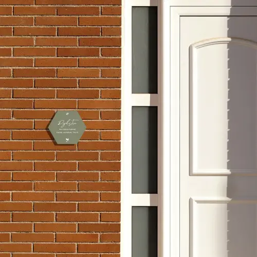 Olijfgroen - Sierlijk Naambord Hexagon klein -sfeer3-hexagon-XS