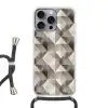 Geometrisch - Motief - Aardetinten Hoesje iPhone 16 Pro Max met koord klein 804 -3d
