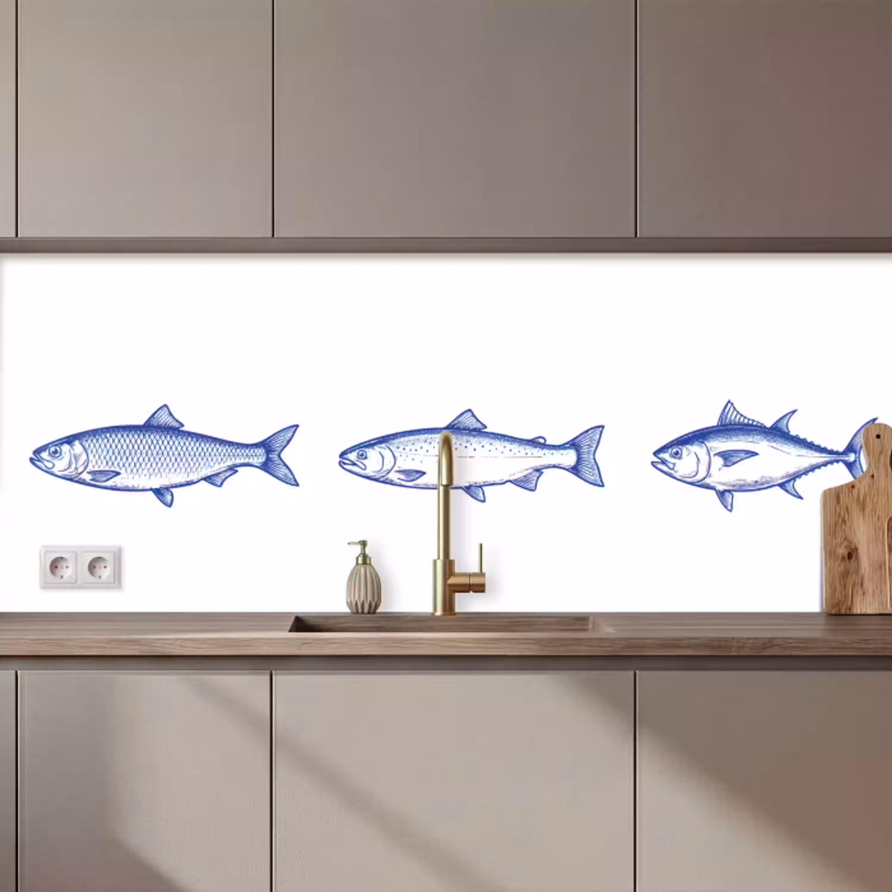 Vissen - Blauw - Wit keuken achterwand 2 middel zz_3dshopping