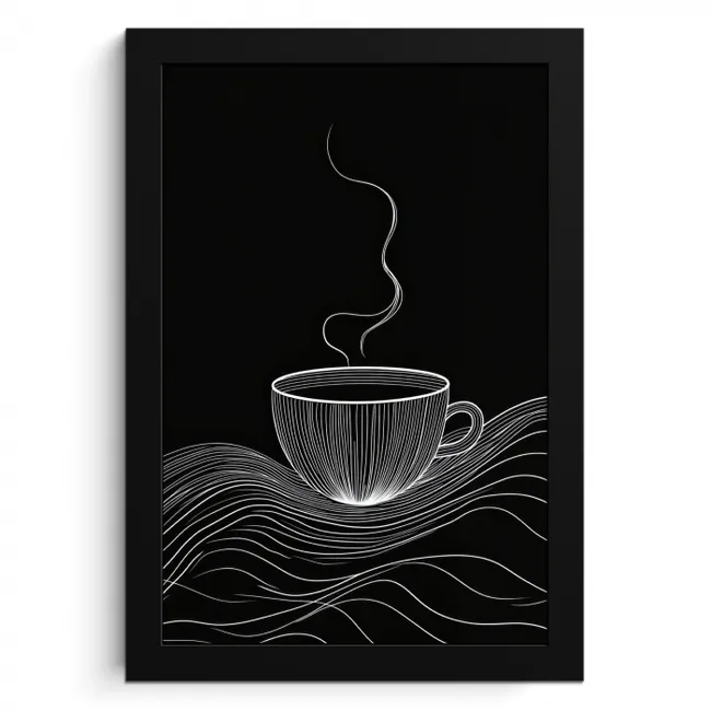 Lijntekening - Koffiekop - Zwart KitchenYeah - Keuken - Fotolijst klein -3d