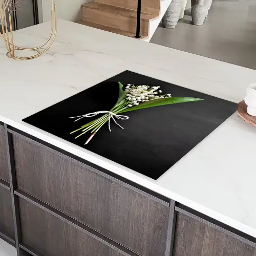 Lelietjes van dalen - Bloemen - Stilleven - Flora Inductie beschermer vinyl 3mm middel -sfeer8