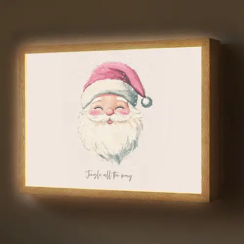 Kerstman - Kerst - Quote - Beige Light Box met batterij (Wandlamp) middel -z3d_website