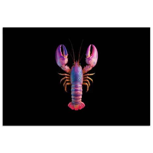 Kreeft - Paars - Roze - Zwart - Stippen - Lila poster papier klein -3d