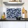 Botanisch - Patroon - Blauw Inductie beschemer met haakjes klein 777 -sfeer2