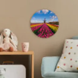 Tulpen - Holland - Molen - Kleurrijk Wandcirkel kunststof plaat 5mm dik klein -tsfeer1_kind