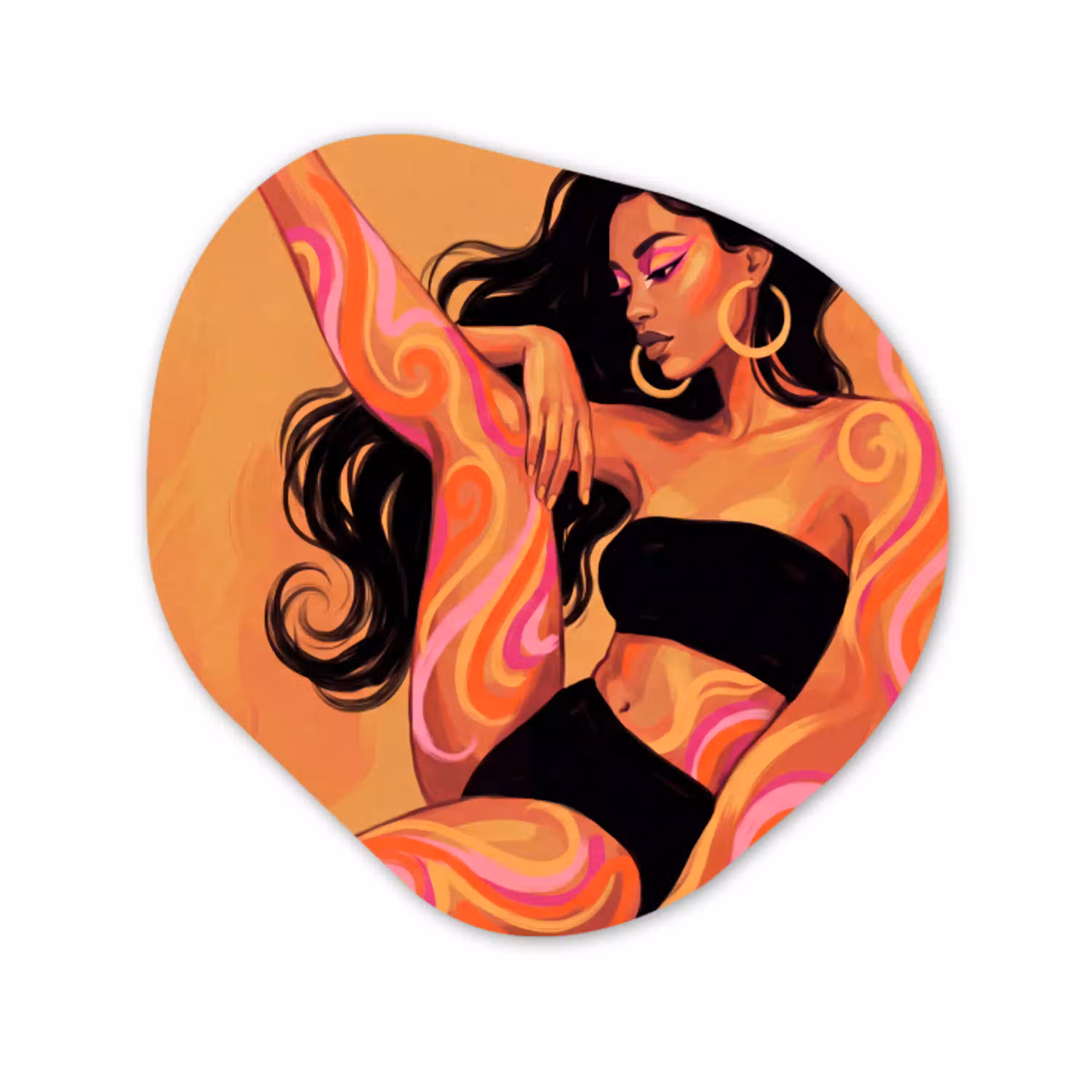 Vrouw - Portret - Abstract - Modern - Kleurrijk Wandcirkel Organisch Forex 3mm klein -3d
