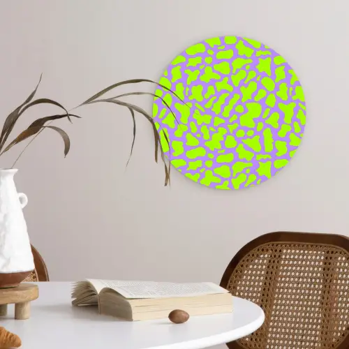 Groen - Neon - Paars - Vlekken Wandcirkel plexiglas klein 852 -sfeer4