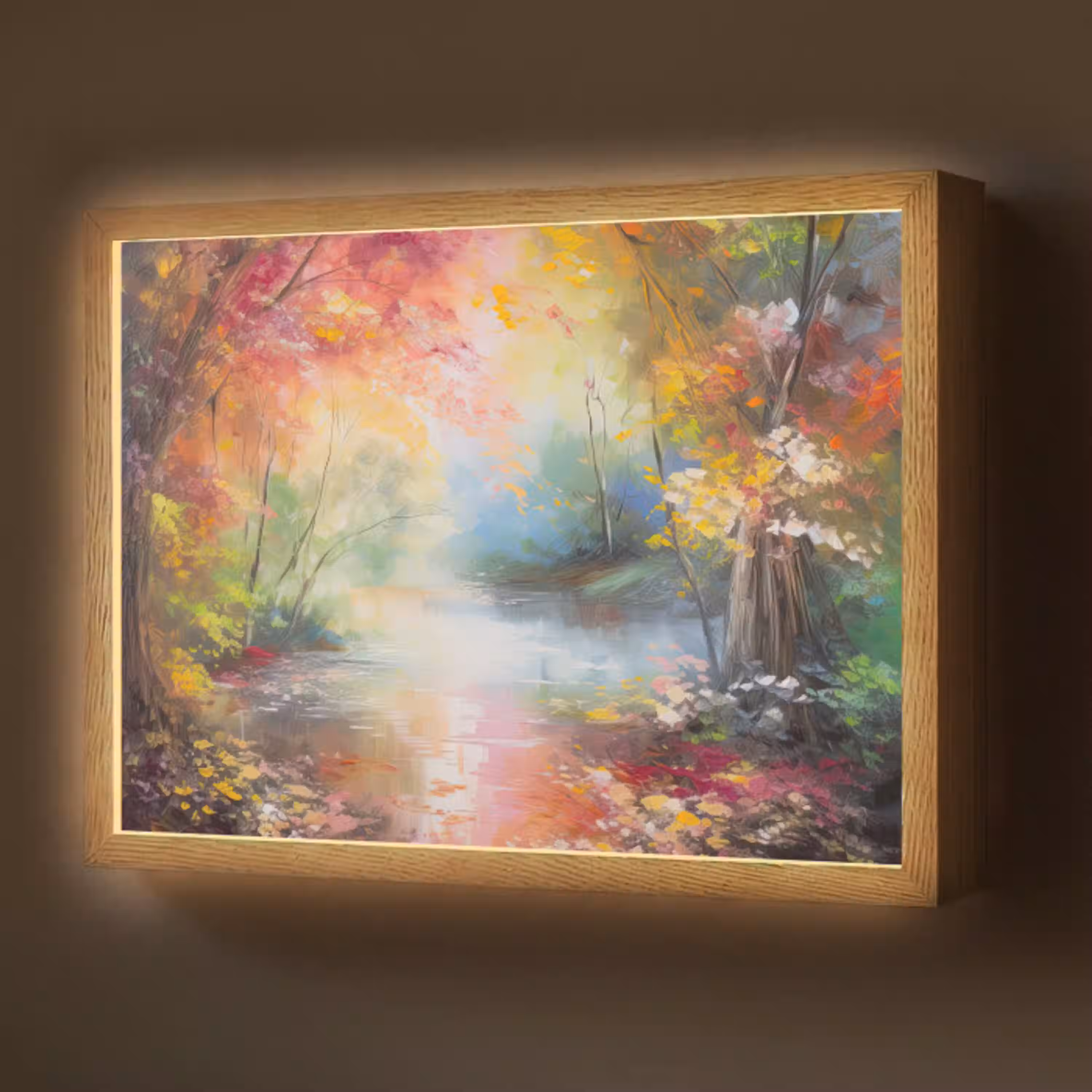 Landschap - Olieverf - Kleurrijk - Natuur Light Box met batterij (Wandlamp) middel -z3d_website