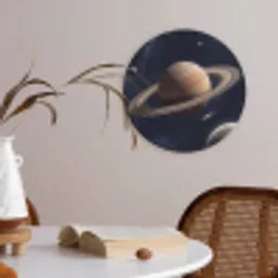 Planeten - Saturnus - Ruimte Akoestische PET Vilt - Rond klein -sfeer3