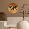 Wereldkaart - Bruin - Kaart Wandcirkel kunststof plaat 5mm dik klein -sfeer1