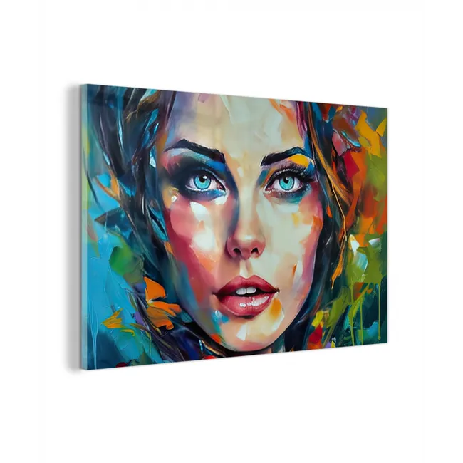 Gezicht - Vrouw - Olieverf - Kleurrijk - Kunst plexiglas 5mm klein -z3d