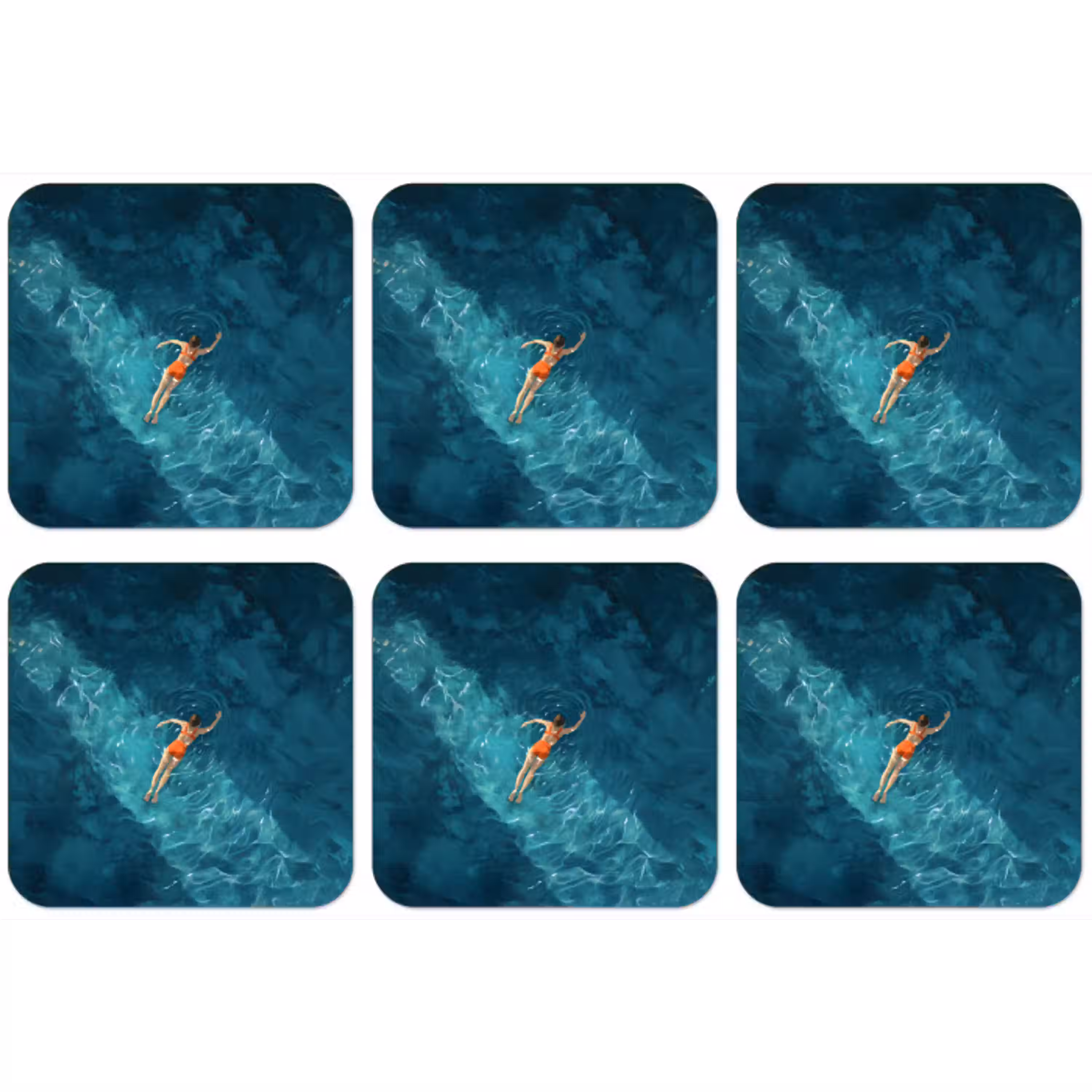Vrouw - Water - Bikini - Oranje onderzetter kurk middel -zkaufland3dotto