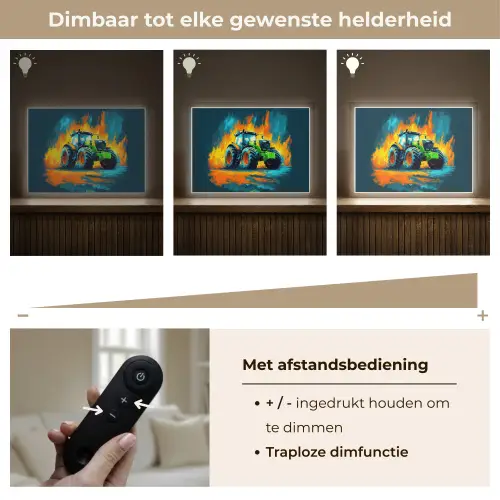 Abstract - Tractor - Groen Light Box met batterij (Wandlamp kind) middel -USP_dimbaarNL