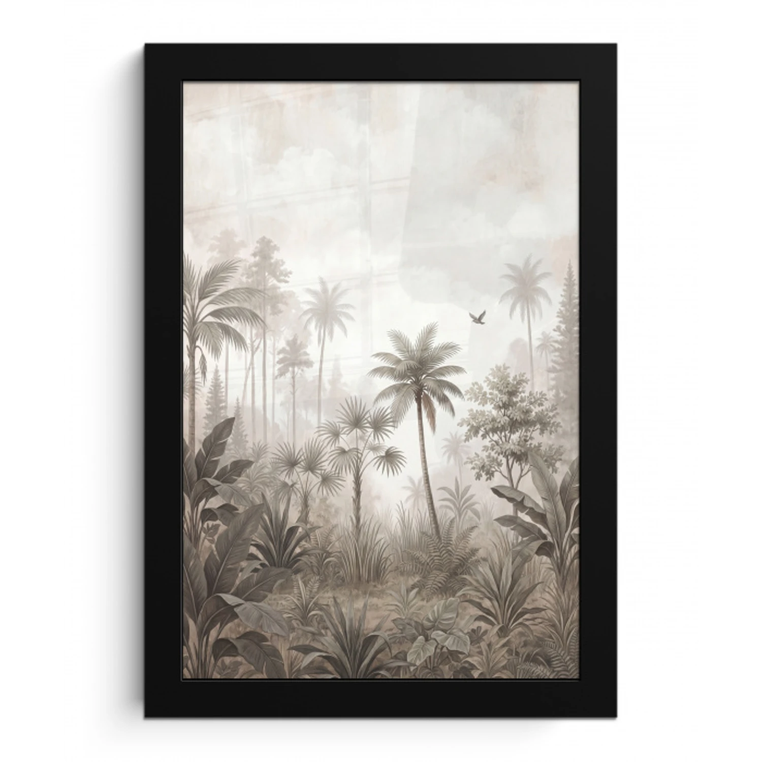 Jungle - Palmbomen - Natuur fotolijst zwart zonder passe partout klein -3d