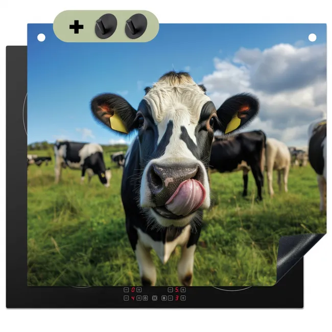 Induction Hob Cover & Splashback (2-in-1) - Cow - Tongue - Meadow