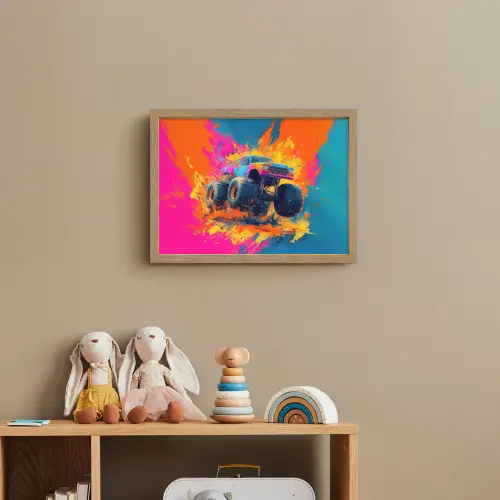 Monstertruck - Abstract - Verfspatten - Kleurrijk Light Box met batterij (Wandlamp kind) middel -sfeer2_kind