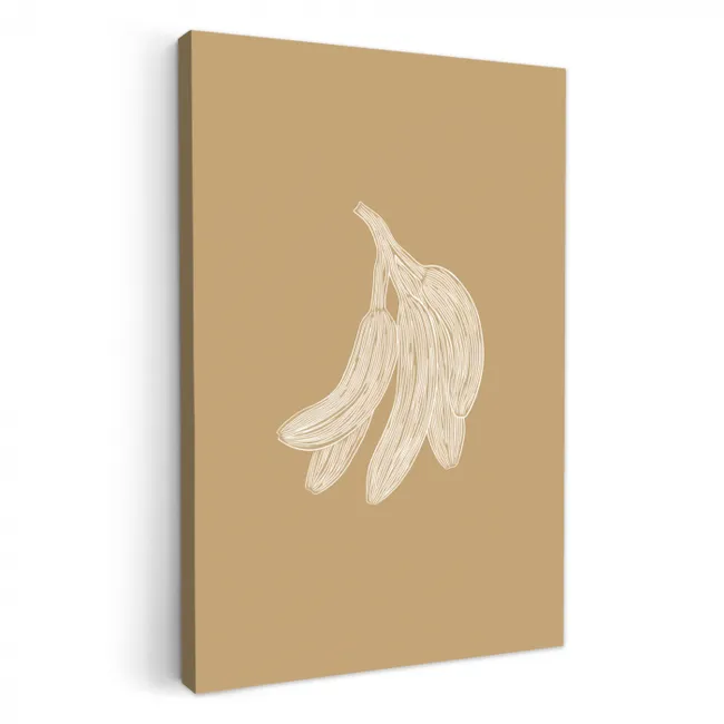 Bananen - Beige - Lijntekening - Minimalistisch KitchenYeah - Keuken - Canvas klein -3d