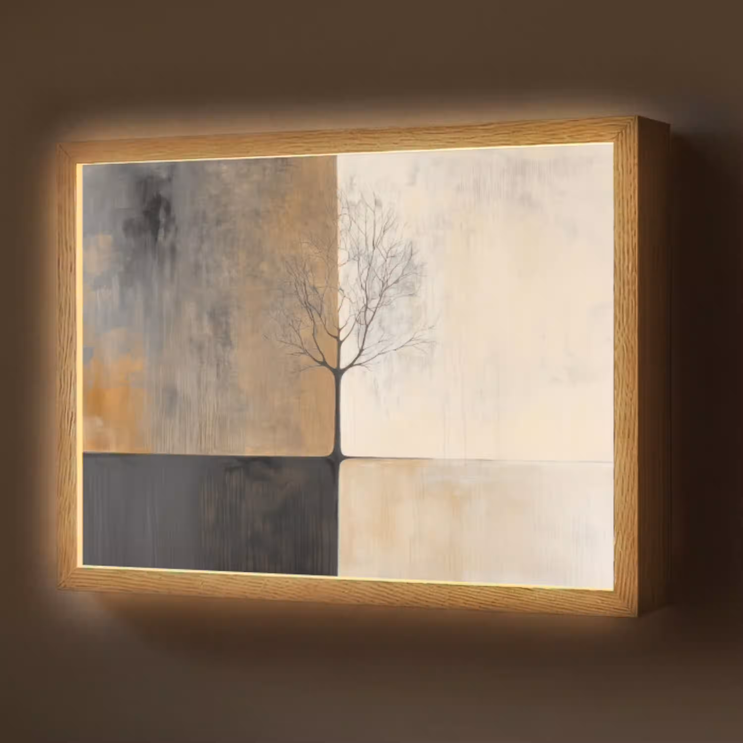 Boom - Vlakken - Takken - Kleurverloop Light Box met batterij (Wandlamp) middel -z3d_website