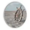 Scheepsstuur - Hout - Bruin - Zand Akoestische PET Vilt - Rond klein -3d