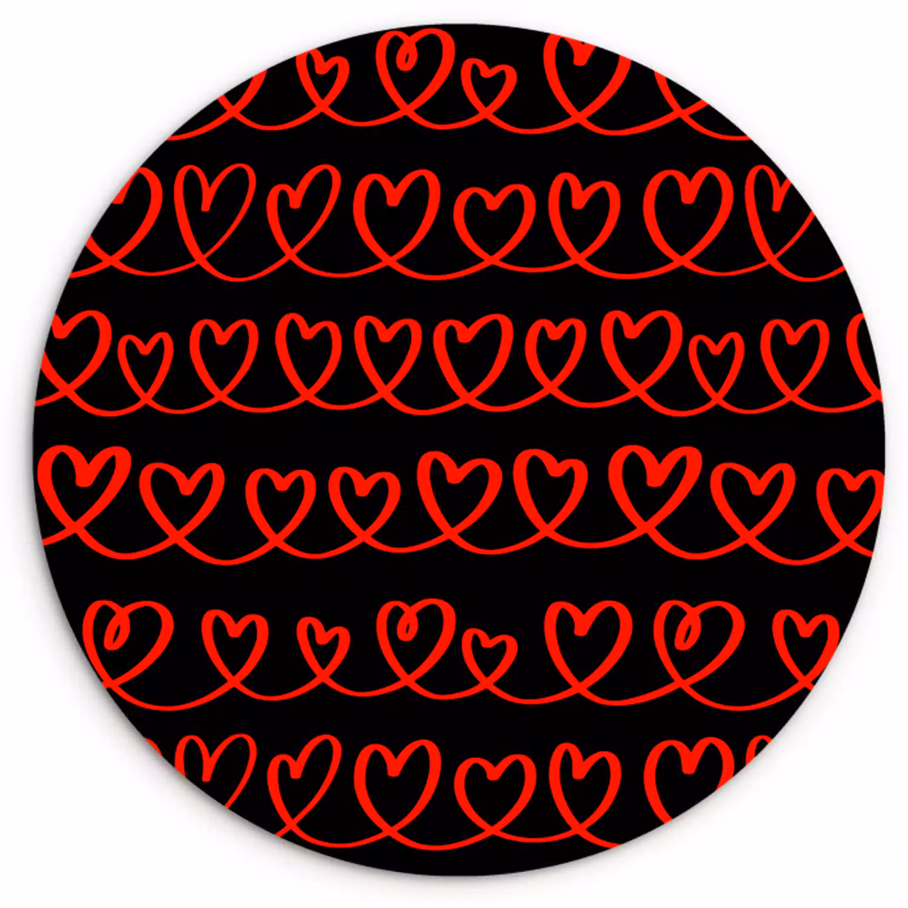 Verweven - Harten - Zwart - Rood Wandcirkel plexiglas klein 852 -3d