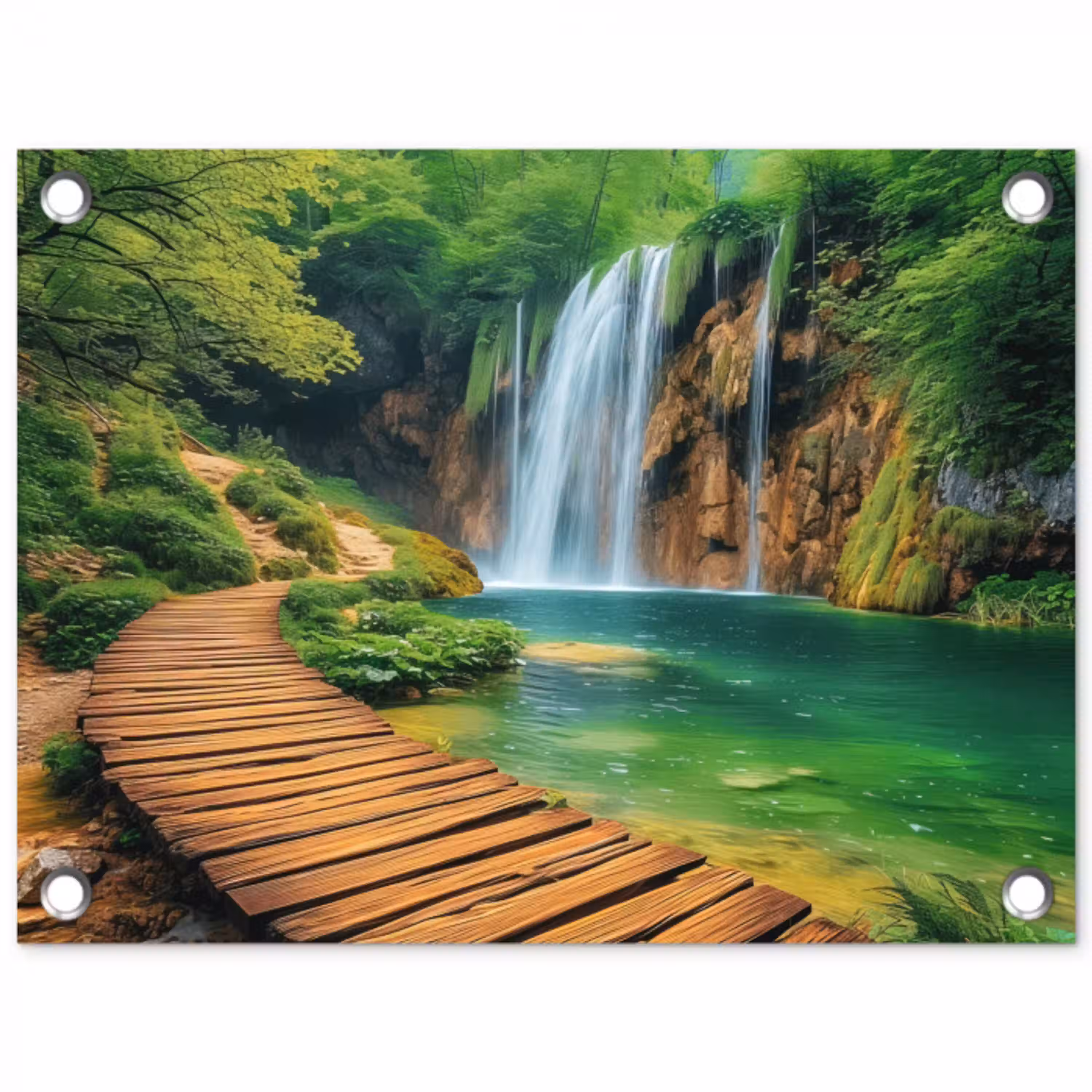 Boswaterval met Houten Pad tuinposter los doek klein -3d