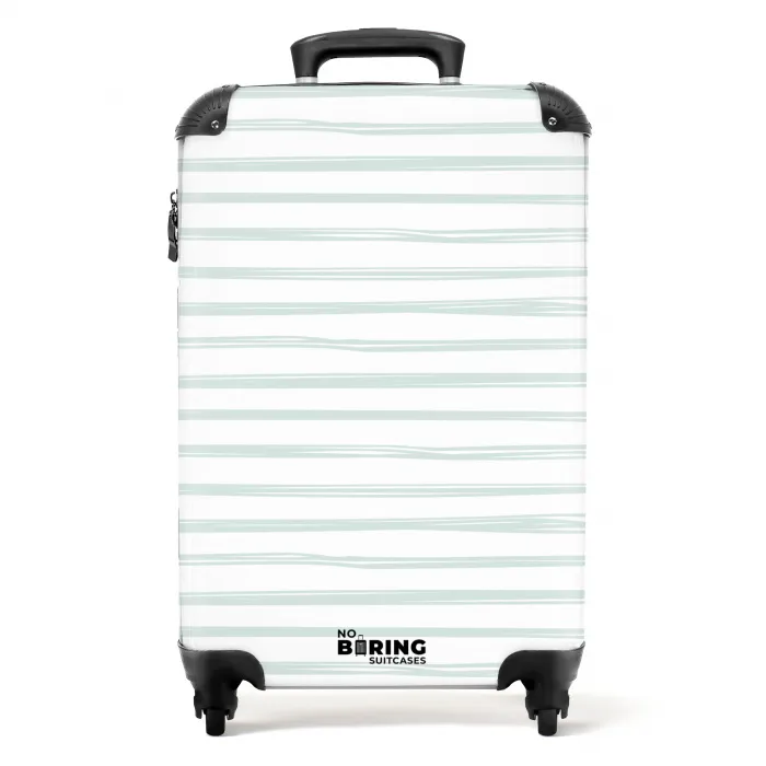 Strepen patroon groen NBS - Handbagage koffer - Volwassenen Unisex middel -productfoto_recht