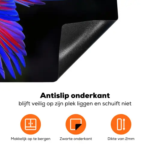 Felgekleurd - Papegaai - Bos - Vleugels Inductie beschermer vinyl 3mm klein -zzzzzzz-td-onderkant