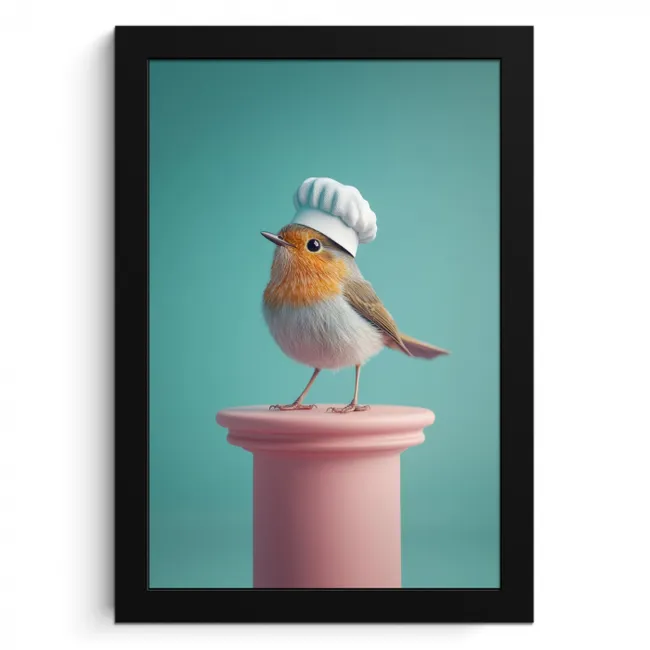 Roodborstje - Vogel - Koksmuts - Sokkel KitchenYeah - Keuken - Fotolijst klein -3d