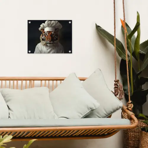 Tijger - Kokskleding - Bruin tuinposter los doek klein -sfeer7