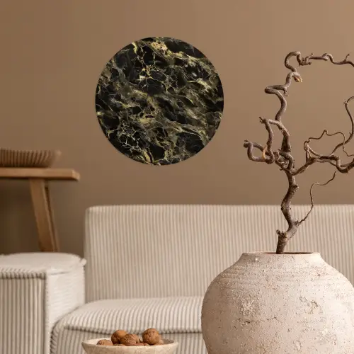 Kristal - Goud - Zwart - Marmer Wandcirkel behangsticker klein 186 -sfeer1
