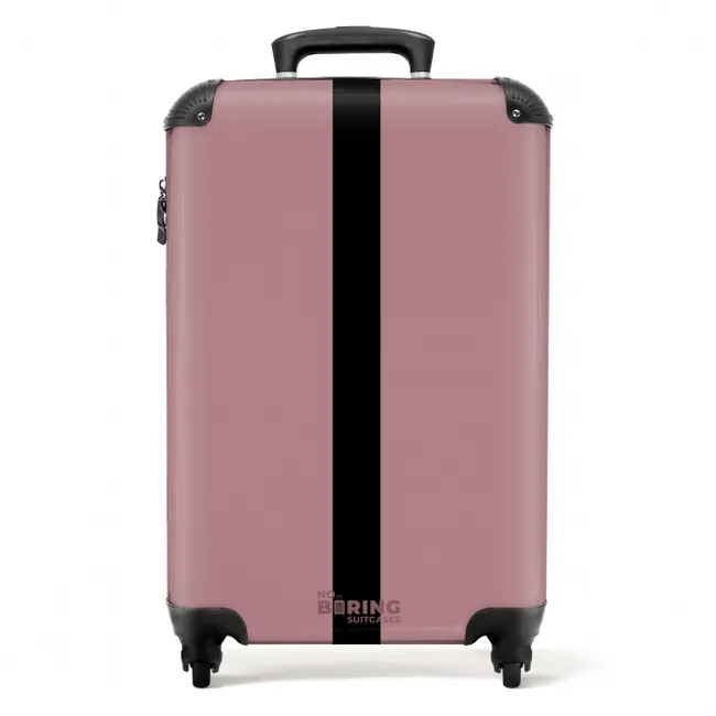 Minimal - Zacht oudroze met zwarte streep NBS - Handbagage koffer - Unisex middel -productfoto_recht