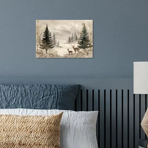 Bos - Herten - Winter - Sneeuw poster papier klein -sfeer2